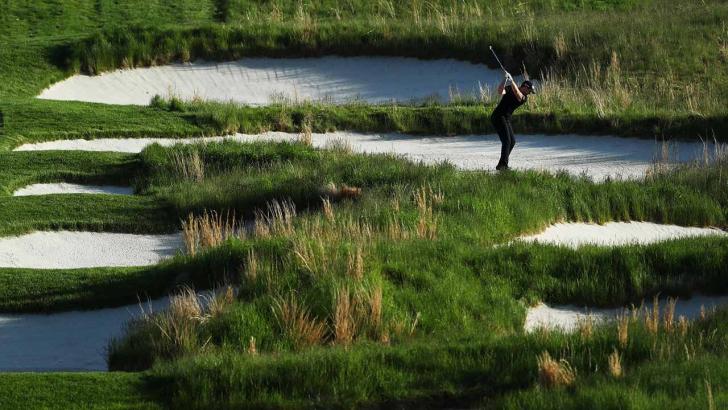 The Ryder Cup logo on a tent at Bethpage Black